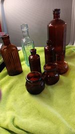 collection of antique bottles of various types bottles  from 1900 t0 1923