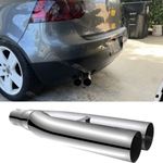 For VW Golf MK5 MK6 MK7 2.5" In 3.5 Out 19" Dual Exhaust Tip Blast Pipe Muffler