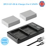 2x LP-E8 Battery + Dual Charger For Canon EOS 550D 600D 650D 700D Kiss X4 X6 T2i