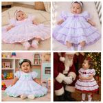 DREAM 0-18 month baby girl lace ribbon layers traditional frilly dress 9 colours