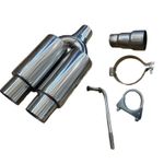 UNIVERSAL EXHAUST BACK BOX TWIN TIP STAINLESS STEEL SPORTS PERFORMANCE
