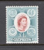 QEII 1955-1960 CYPRUS £1 BROWN-LAKE & SLATE SG187 MNH