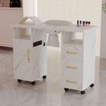Manicure Table Nail Desk Nail Tech Table Station with Hand Pillow 8 Wheels UK