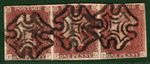GB QV SG.8 1d Red (FF-FH) Strip{3} Maltese Cross *MX WITH DOT* (1841) Rare RED29