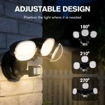 270° LED Security Lights With Motion Sensor 3CCT Triple Spot Outdoor Flood Light