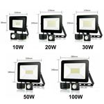10/20/50/100/200W Outdoor LED Floodlight with PIR Sensor Security Garden Lights
