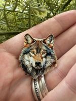 Wolf Head Enamel Brooch Pin Animal Lapel Badge