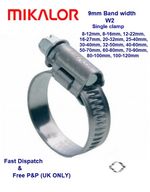 GENUINE MIKALOR 9mm BAND WIDTH WORM DRIVE HOSE CLIP W2 SS - Single clip