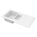 101cm Inset Counter Top 1.5 Bowl Fireclay Ceramic Kitchen Sink - White