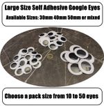 Large Googly Eyes 30mm 40mm 50mm or Mixed Size Self-adhesive Peel & Stick