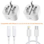 For iPhone 17 16 15 14 13 12 Pro Max X Fast 20W USB-C PD Plug Charger and Cable