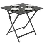 Outsunny Folding Square Garden Dining Table with Parasol Hole