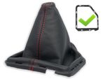 GEAR GAITER FOR NISSAN NAVARA D40 FL 2010-2014 GENUINE LEATHER STITCH RED +FRAME
