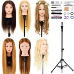 22''-28'' Real Hair Training Head Hairdressing Mannequin Doll&Tripod Holder