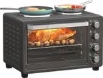 HOMCOM 28L Countertop Toaster Oven 2 Hot Plates Grill Roast Bake Boil RRP £110