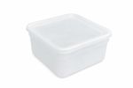 2L Square Ice Cream Tub & Lid Plastic Food Storage Container 180x180x90mm