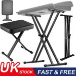 Adjustable Foldable Piano Stool Keyboard Bench Padded Seat And Keyboard Stand UK