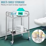 Stainless Steel 2-Layer Mobile Lab Service Trolley Hospital Clinic Cart UK‌
