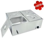 4*1/2 GN Pan Bain Marie Electric Wet Well Sauce Food Warmer Heat Pots Catering