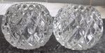 Pair Diamond Cut Glass Hobnail Cut Tea light/Candle Holders Votives