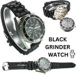2 IN 1 METAL GRINDER WATCH BLACK WRISTWATCH CRUSHER DIAMOND SHARP TEETH MAGNETIC