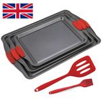 5 PIECE/SET Premium Bakeware Non Stick Baking Trays Oven Sheets Roasting UK