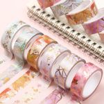 NEW 6 Roll Gilding Multi Flowers Washi Tape Set DIY Scrapbooking Paper Adhesive