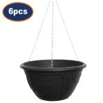 6Pcs 32cm Hanging Planter Plastic Round Basket Black Venetian Garden Planter