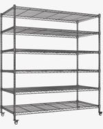 6-Tier HeavyDutyShelving Unit with Wheels 1700 KG Metal Shelving 118×46×204CM