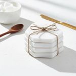 SALE Factory Overstock -  Set of 4 White or Grey Solid Marble Hexagonal Coasters