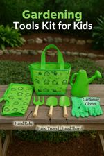 Kids’ Gardening Tool Set (5-Piece Outdoor Play Kit) with Bag, Apron & Gloves