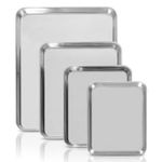 4 Piece Stainless Steel Baking Tray Set 4 Sizes Oven Roasting Bakeware Trays