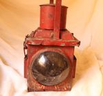 Vintage Red Railway Style Oil Lantern Metal Signal Lamp Untested