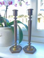 Pair Vintage Brass Candlesticks 20.5cm Tall - Classic Taper Candle Holders