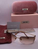 Miu Miu Shield Rimless Sunglasses Gold/Brown Gradient – Made in Italy