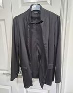 New Look Black Open Front Jersey Jacket Pockets Polyester Womens UK 10