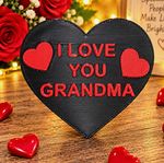 I Love You Grandma Heart Plaque Freestanding Black/Red Plastic Decorative