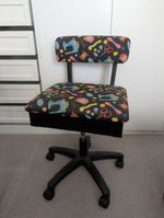 Arrow Hydraulic Sewing Chair: Black "Sewing Notions" Print (H7013B) RRP £210
