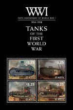 WWI 1914-1918 TANKS OF THE FIRST WORLD WAR MNH Tank Stamp Sheet #1 2014 St Kitts