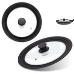 Universal Pan Pot Lid Silicone Rim Tempered Glass Cover  Cooking  Heat Resistant