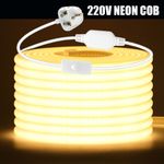 Neon COB LED Strip Lights 220V UK ON/OFF Flexible Tape Rope Tube IP67 Waterproof