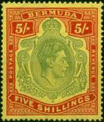 Bermuda 1943 5s Pale Bluish Green & Carmine-Red Pale Yellow SG118d V.F MNH (2)