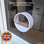 Round Modern style window mounted bird Feeder station with strong suction pads