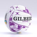 Gilbert Netball Hype Match Ball - White / Purple - Size 5 - Free P&P