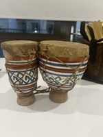 Tbilat (Moroccan double vintage  Bongos) clay and  Animal Skin bongos