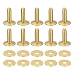 10 Set 12x4x14mm Solid Brass Rivets and Burrs Leather Fastener Gold Tone)