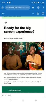 6 x club lloyds odeon cinema tickets expiry 29/3/27