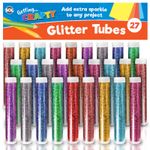 27 Glitter Tubes Assorted Colours Shaker Pots Kids Art Craft Card Making Set