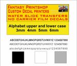 ALPHABET LETTERS NUMBER UPPER AND LOWER CASE DECALS TRANSFERS 3mm  4mm  5mm  6mm