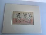 Cats Cricket 1. Joy - Louis Wain 1914 Print (Mounted) - Antique
